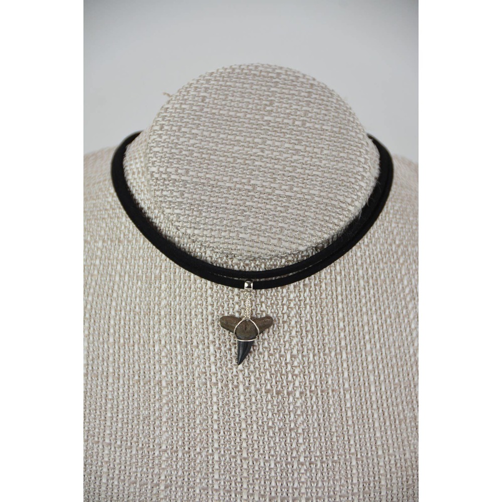 Lemon Shark Tooth Two Strand Faux Suede Choker Necklace